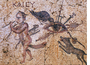 Roman-era mosaic depicting devices against the evil eye