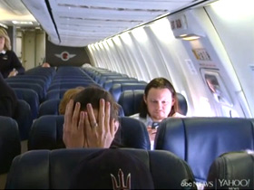 man scared on plane