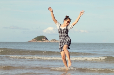 Woman free on beach