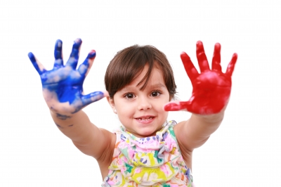 Young girl with hand paint